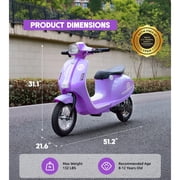 ORFELD 24V Kids Electric Motorcycle,Retro-Style Ride-On Toy for Ages 8-15, 14MPH Max Speed, LED Lights & Music, All-Terrain Tires,Purple