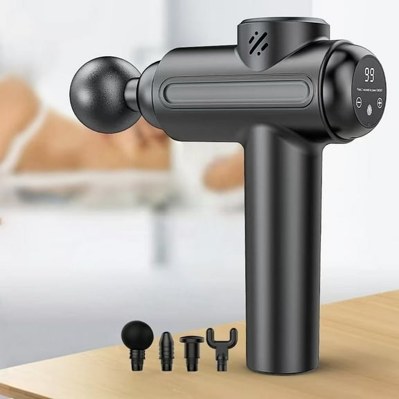 IDFINE Massage Gun, Deep Tissue Back Massage for Athletes for Pain Relief, Percussion Massager with 4 Massages Heads & Silent Brush Motor, Black