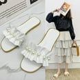 thumbnail image 1 of Sandalias de perlas artificiales para mujer, sandalias planas con perlas artificiales, sandalias para mujer, sandalias planas para mujer, funcionalidad versátil, 1 of 1
