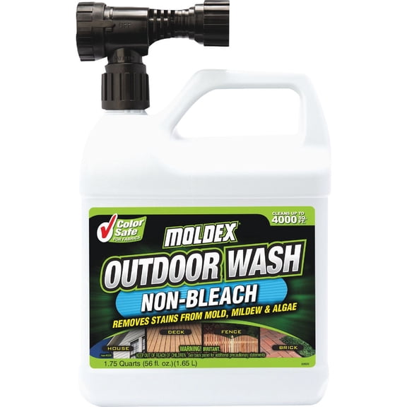 Rust-Oleum Moldex Mold, Mildew & Algae Stain Remover Outdoor Wash - Color Safe - 56 oz — Residential Use, Standard Application