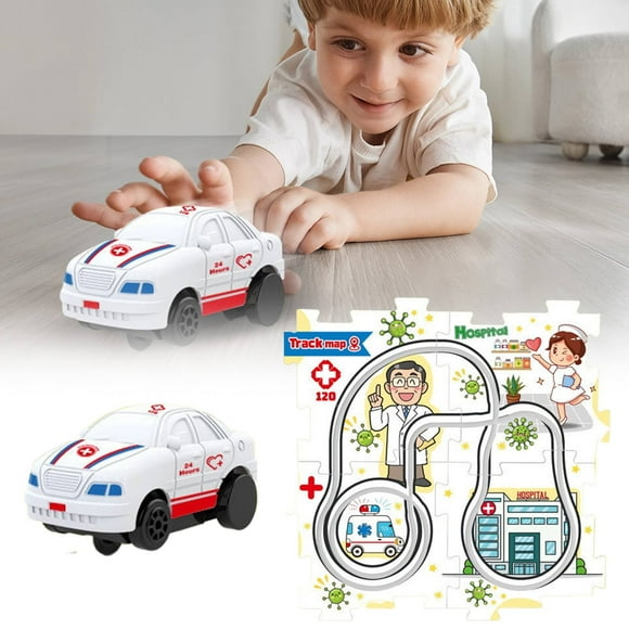 Puzzle Car Track Toy Car Puzzle Play Set | Rail Vehicle Building Game Vehicle & Board Educational Toys For Kids 3 Years Old