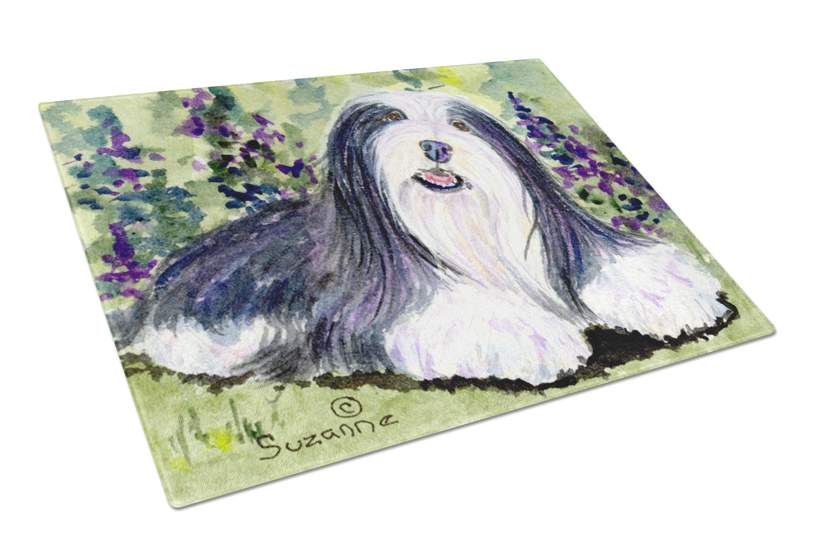 Carolines Treasures SS4186LCB Bearded Collie Glass Cutting Board Large Multicolor