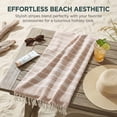 thumbnail image 6 of REGALWOVEN 1 Pack Stripe Turkish Beach Towel with Tassel, Quick Dry, Sand Free, Functional As Beach Towel, Bath Towel, Yoga Mat Brown 71" x 35", 6 of 7