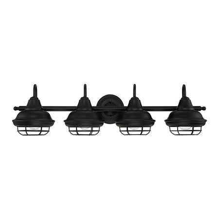 Designers Impressions Charleston Matte Black 4 Light Wall Sconce Bathroom Fixture