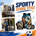 thumbnail image 4 of Soccer Print 3 Pcs Kids Backpack Sets Lightweight School Backpack Set with Lunch Box and Pencil Box for Teens Students Boys Bookbag Casual Daypack Travel Bag, 4 of 6
