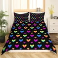 thumbnail image 2 of Erosebridal Gradient Hearts Comforter Cover Blue Pink Neon Bed Set, Glowing Love Heart Duvet Cover Full Size Black Orange Purple Bedding Sets, Rainbow Ombre Bedspread Cover Ultra Soft 3pcs, 2 of 5