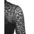 thumbnail image 5 of iiniim Women's Lyrical Dance One Shoulder Long Sleeve Lace Mesh Splice Figure Skating Dresses Black S, 5 of 7