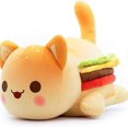 thumbnail image 1 of Peluche de hamburguesa con forma de gato, adorable animal de dibujos animados, almohada suave, ideal para niños, novias y regalos de cumpleaños (25 cm), 1 of 2