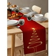 thumbnail image 6 of Red Christmas Tree Table Runner 120 Inches, Golden Lights Xmas Tree Bed Runner Dresser Scarves Tabletop for Indoor Outdoor Parties/Ceremony/Banquet, 13"x 120", 6 of 8