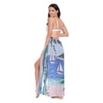 thumbnail image 3 of FORMRS Womens Long Sarong Beach Wrap Semi-Sheer Bikini Skirt Bathing Swimsuit Cover Up, Pink Seaside, 3 of 7