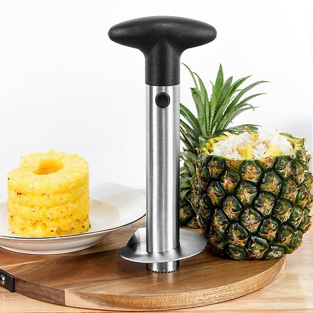 Cortador de piña, 1 pieza de acero inoxidable 3 en 1 cortador de piña, cortador de piña, rebanador, 1 cortador de frutas