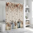thumbnail image 6 of Navy Blue Pumpkin Fall Shower Curtain, Waterproof Shower Curtains for Bathroom, Thanksgiving Leaves Floral Rustic Washable Fabric Bathtub Curtain Set Bath Decor with 12 Hooks Long 72"x84", 6 of 8