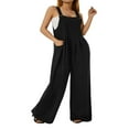 thumbnail image 3 of Wide Leg Overalls for Women Sleeveless Jumpsuits Suspender Overalls with Pockets, 3 of 5
