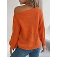 thumbnail image 4 of Womens Casual Off Shoulder Sweater Loose Batwing Long Sleeve Pullover Sweater Crochet Hollow Knit Jumper Tops, 4 of 4
