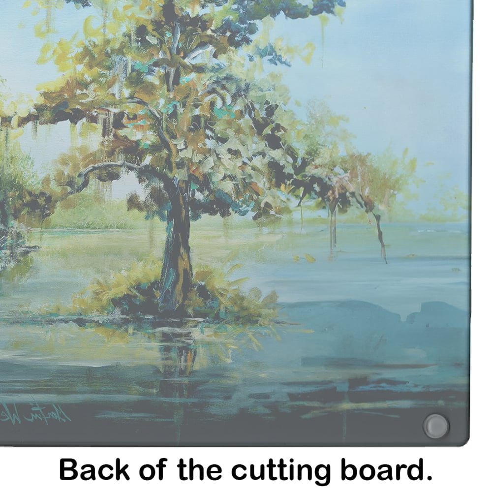 Cypress Tree in the Bayou Blue Glass Cutting Board 12 in x 15 in