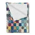thumbnail image 2 of Moroccan Soft Flannel Fleece Throw Blanket, Oriental Eastern Pattern Grid Style Patchwork Ornament Tiles Design, Cozy Plush for Indoor and Outdoor Use, 50" x 60", Multicolor, by Ambesonne, 2 of 5