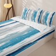 thumbnail image 3 of Erosebridal Abstract Brush Stripe Zipper Twin Comforter Sets with Fitted Sheet and 2 Pillowcases,Navy Sky Blue Paint Pattern Zipper Bedding Set For Girls,Reversible,4pcs, 3 of 7