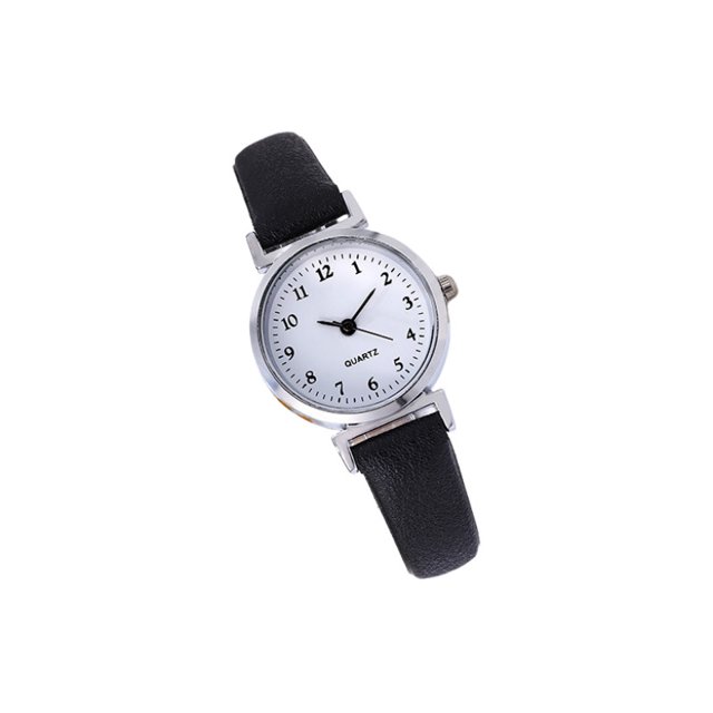 Reloj de cuarzo digital con cinturón fino para mujer negro