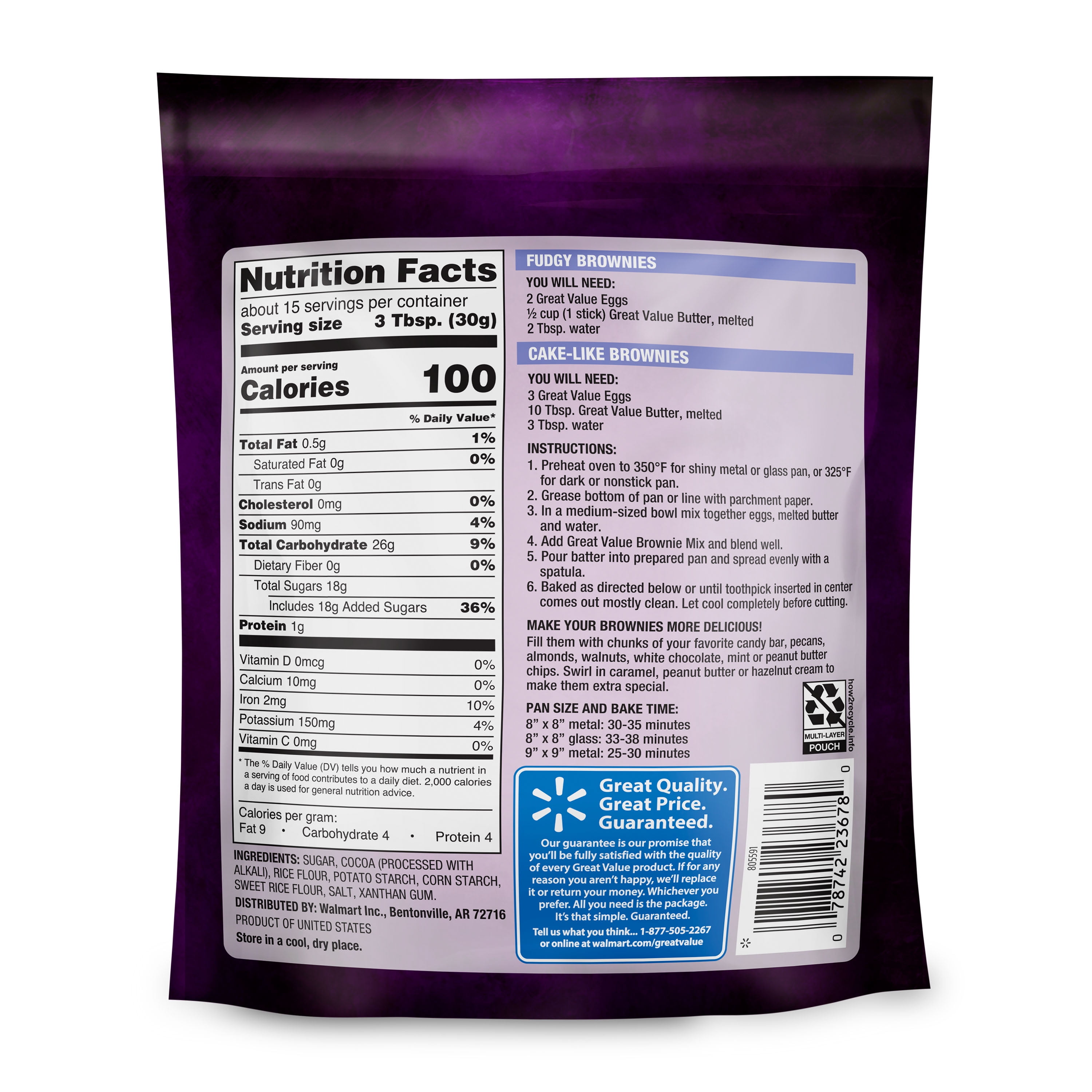 (6 pack) Great Value Gluten-Free Brownie Mix, 16 oz