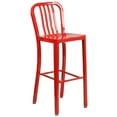 thumbnail image 5 of Flash Furniture Commercial Grade 30" Round Red Metal Indoor-Outdoor Bar Table Set with 4 Vertical Slat Back Stools, 5 of 5