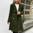 thumbnail image 4 of Wutalume Women's Solid Color Thick Long Sleeve Fashion Coat Jacket, Lapel Design with Double Breasted Buttons, Pockets and Lining, Wool Blend for Fall and Winter,Army Green L, 4 of 6