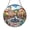Acrylic 3.5 Inch, variant on European Village Stained Glass Style Suncatcher Window Hanging Decor, Scenic Town Square Glass Art Panel with Fountain and Shops, Round Decorative Sun Catcher Window Ornament Gift Idea