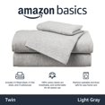 thumbnail image 5 of Amazon Basics Juego de s&aacute;banas, 3 piezas, tela de punto 100% algod&oacute;n, suaves, incluye encimera, bajera, funda de almohada, individual, gris claro, liso, 5 of 5