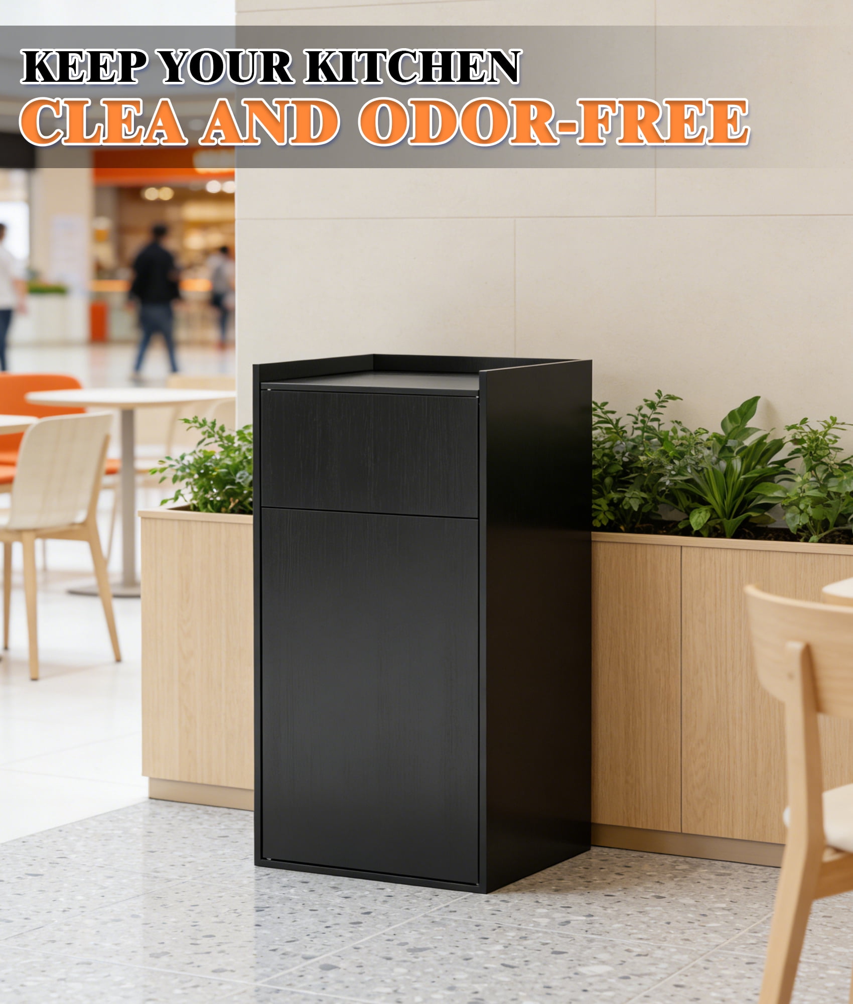 Esheno 50 Gallon Trash Cabinet 2 Pack Commercial Grade Hideaway Bin Odor Control Waterproof Magnetic Door for Restaurant Cafe Kitchen Black