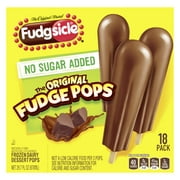 Popsicle Fudgsicle No Sugar Added The Original Fudge Pops Popsicles Ice Pops, 1.65 fl oz, 18 Count