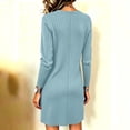 thumbnail image 5 of Ovbmpzd Knit Fall Fashion Dresses for Women Warm Midi Light Blue Sweater Dress Slim Cowl Neck Dresses,M, 5 of 6