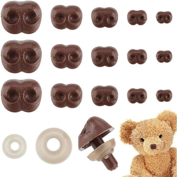 60 narices de seguridad de plástico para manualidades con 60 espaciadores para hacer muñecos de peluche, marionetas, animales de peluche, color negro, 11,5 x 8 x 3 mm