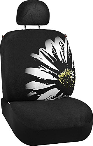 Flexible Elastic HUGS IDEA Daisy Flower Car Seat Cover Front Seats Only Full Set of 2 Sedan and Jeep Universal Fit for Vehicle