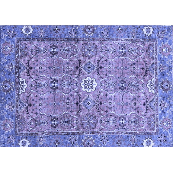 Ahgly Company Indoor Rectangle Abstract Blue Modern Area Rugs, 5' x 7'