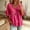 Hot Pink, variant on Only Moment Button Up for Women Short Sleeve V Neck Ruffle Trim Blouse Wash Cotton Short Sleeve Blouses Loose Casual Collared Blouses Summer Tops Fashion Vacation Outfits Work Tops for Women White,S