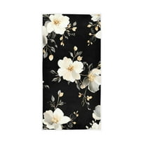 Elegant White Flower Face Towel Absorbent Hand Towels Bath Sport Gym