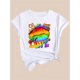 thumbnail image 3 of Camiseta De Mujer Camiseta De Verano Para Mujer Para Viajes En La Calle TrabajoColorful Lips Flower LOVE Letter Printed Casual Fashion Top for Black Women, Round Neck Short Sleeve T-ShirtFather's Da, 3 of 5