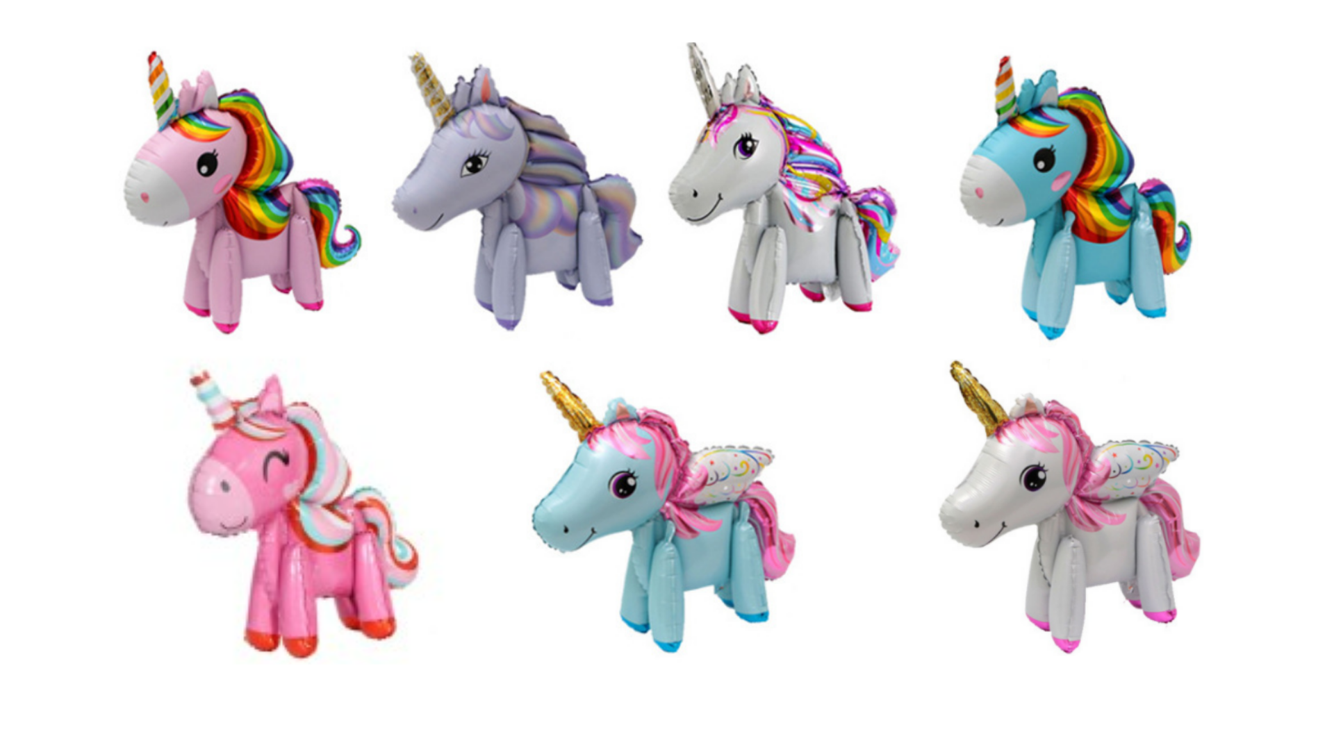 Unicorn Balloon Set 7 PC. JUMBO 3D Birthday Unicorn Balloons