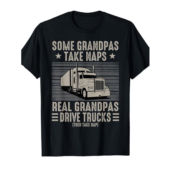 T-shirt Amusant Grand-Papa Camionneur Quelques Grands-Papas Sieste Vrais Grands-Papas Conduire Camions T-Shirt Graphique