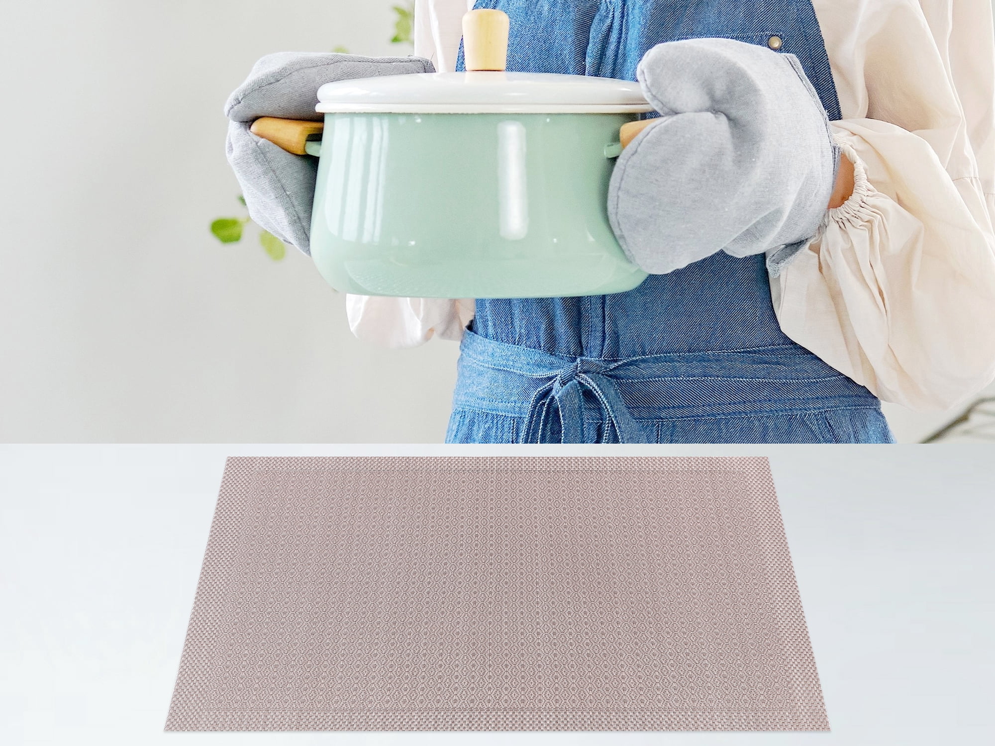 Unique Bargains Rustic Placemats Set of 6 Placemats for Dining Table Decor Khaki 18x12in