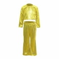 thumbnail image 5 of Dance for Girls Sequin Gold Dance Long Sleeve Crop Top and Flared Pants Outfit Set 90s Outfit for Kids Stage Performance Outerwear, 5 of 6