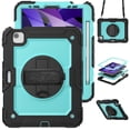 thumbnail image 1 of Case for iPad Air 5th Generation / iPad Air 4th Generation 10.9 inch with Screen Protector, 360 Degree Rotating Kickstand Hand Strap Shockproof Cover with Shoulder Strap, Sky Blue PC, 1 of 7