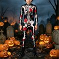 thumbnail image 2 of Kids Halloween Skeleton Print Outfits Toddlers Skeleton Jumpsuit for Party, 2 of 5