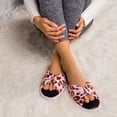 thumbnail image 2 of Women's Pink Leopard Soft Plush Thong Slippers with Comfortable Memory Foam Interior and Anti-Slip Rubber Sole For Indoor, Outdoor, Spa Use (US Women's Size 9), 2 of 4