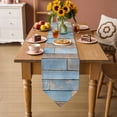 thumbnail image 5 of Table Runners 70 Inches Long, Blue Brown Wood Cotton Linen Kitchen Dining Coffee Table Runner for Party Home Decor, Farmhouse Vintage Wooden Grain Tabletop Dresser Scarves Runner Decor 13x70 Inch, 5 of 9