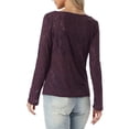 thumbnail image 3 of INSPIRE CHIC Jacquard Blouse for Women's Boat Neck Long Sleeve Fall Sheer Knit Top M Purple, 3 of 6