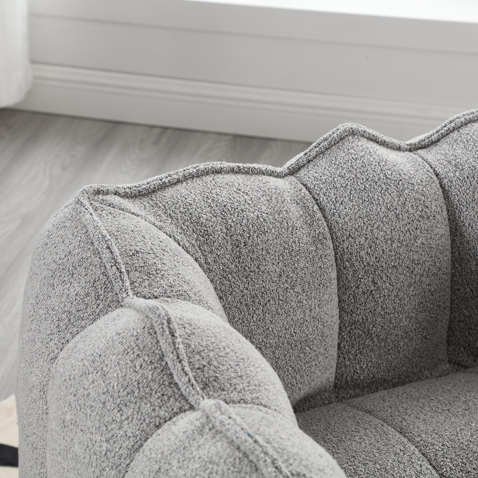 Leumius Soft Bean Bag Chair with High Resilient Foam(Chips)for Living Room and Bedroom,Comfortable Square Lazy Sofa with Footstool for Adults to Gaming, Reading and Watching TV Grey