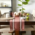 thumbnail image 3 of Clay Dobby Striped Fringe Ribbed Table Runner 14x108, 3 of 3