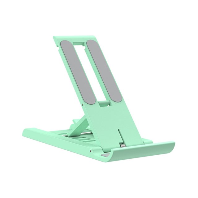 Inteprter Soporte para teléfono de escritorio 6 engranajes de plástico Soporte para tableta de 12 pulgadas Soporte de viaje portátil Soporte para Teléfono y Comunicación Verde