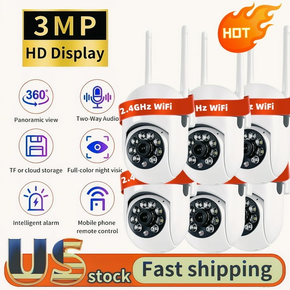 3MP HD 355° PTZ Wireless Security Camera, AI Motion Detection, Two-Way Audio, Color Night Vision, Indoor/Outdoor USB WiFi Cam, 24/7 Recording