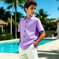 thumbnail image 3 of Toddler Boys Summer Clothes Short Sleeve Button Down Dress Shirts Kids Collar Plain School, 3 of 8